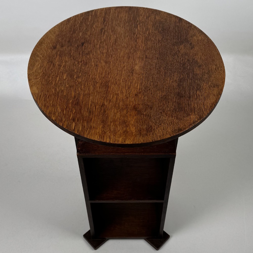  Antique 20th Century Arts & Crafts Style Side Table In Oak  View VIII