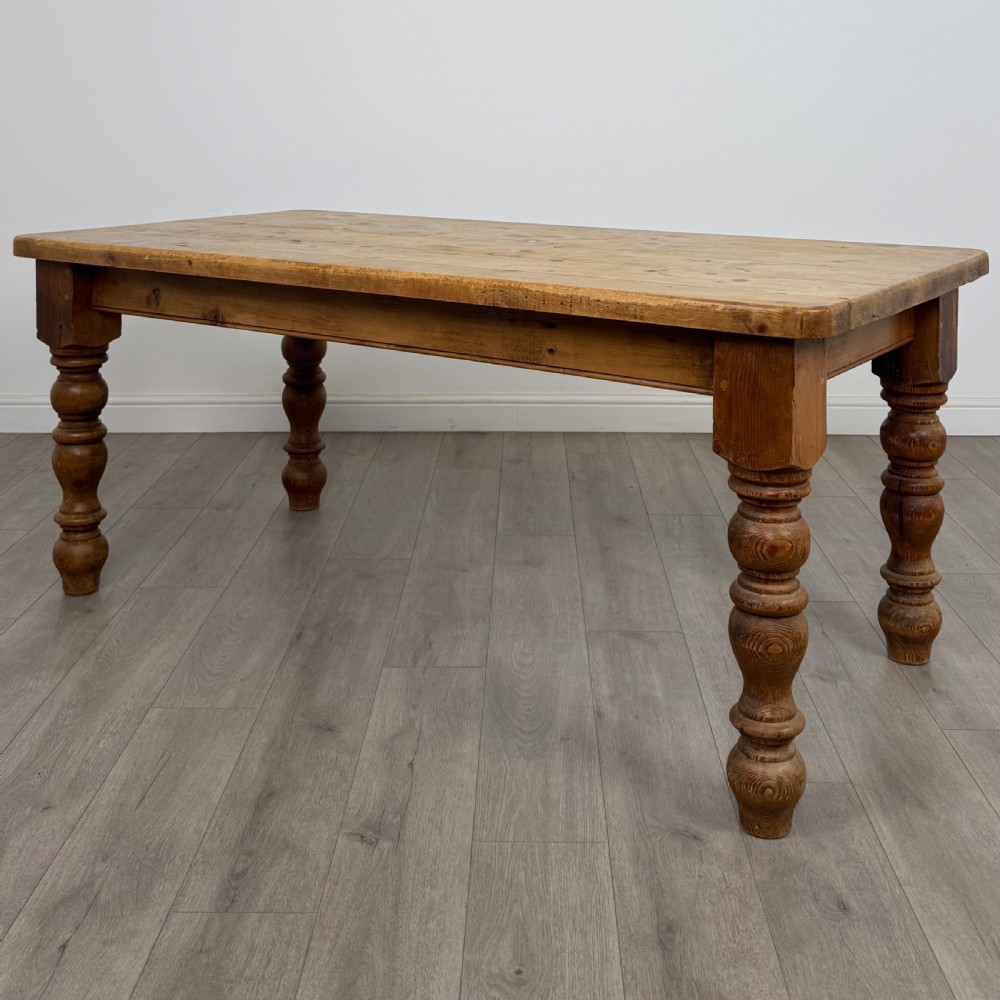 Antique 20th Century Farmhouse Dining Table With 6 Chairs  View II