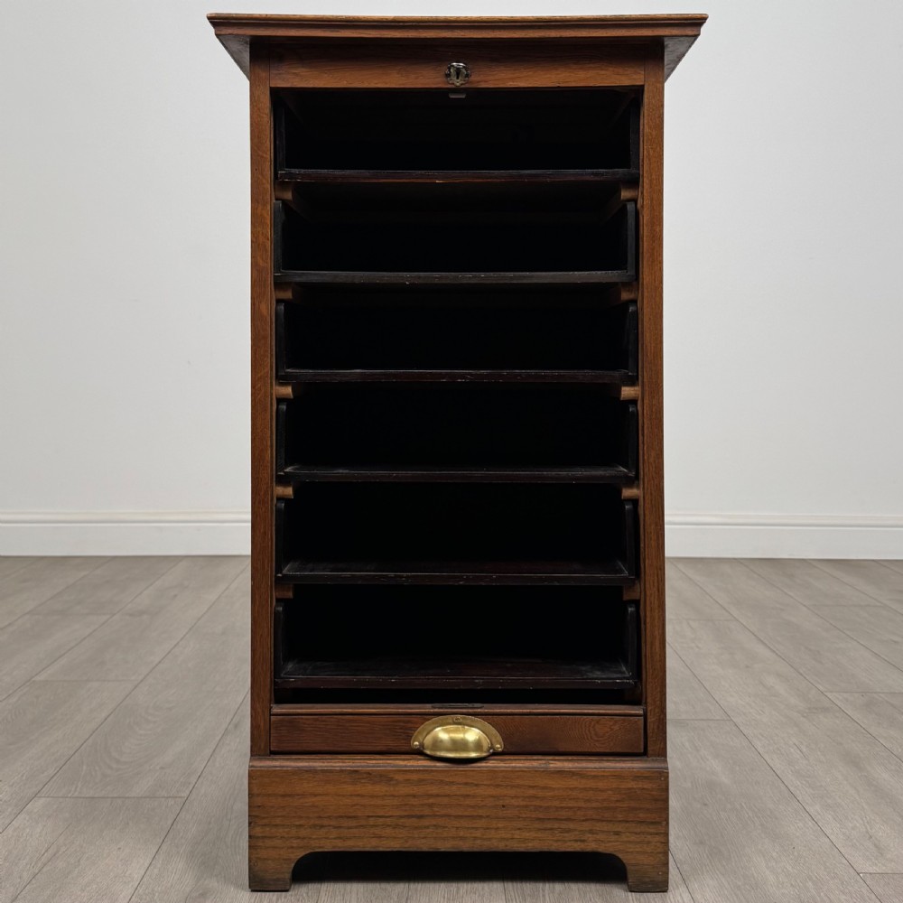  Antique 20th Century Small Tambour Front Cabinet In Oak View II