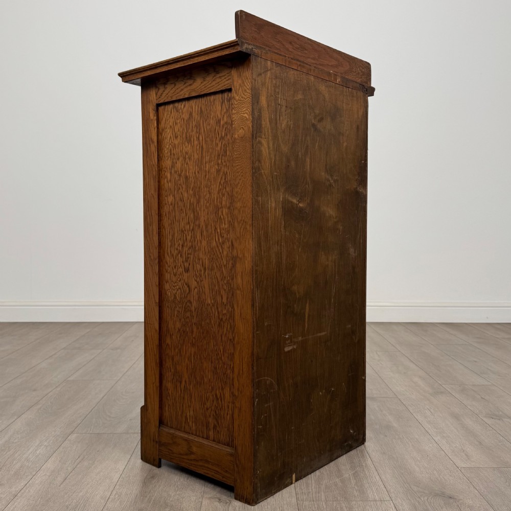  Antique 20th Century Small Tambour Front Cabinet In Oak View V