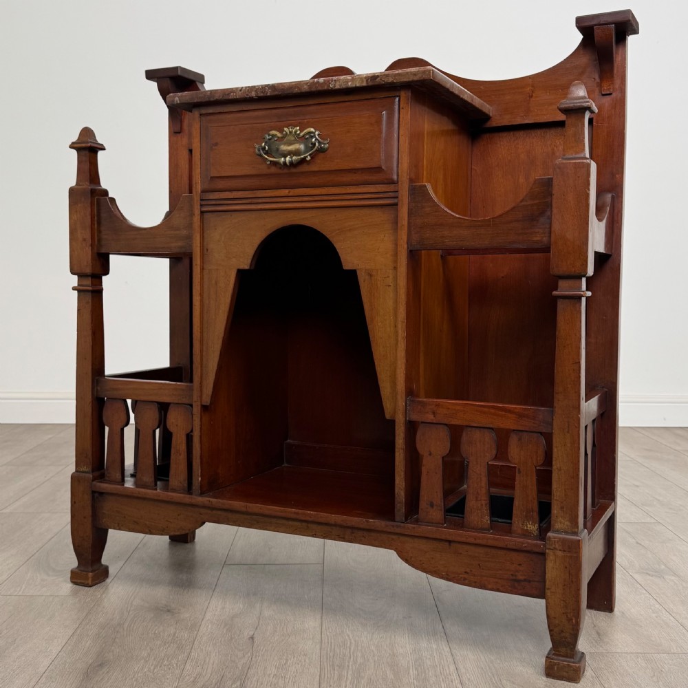Antique 19th Century Arts & Crafts Hall Stand In Walnut View II