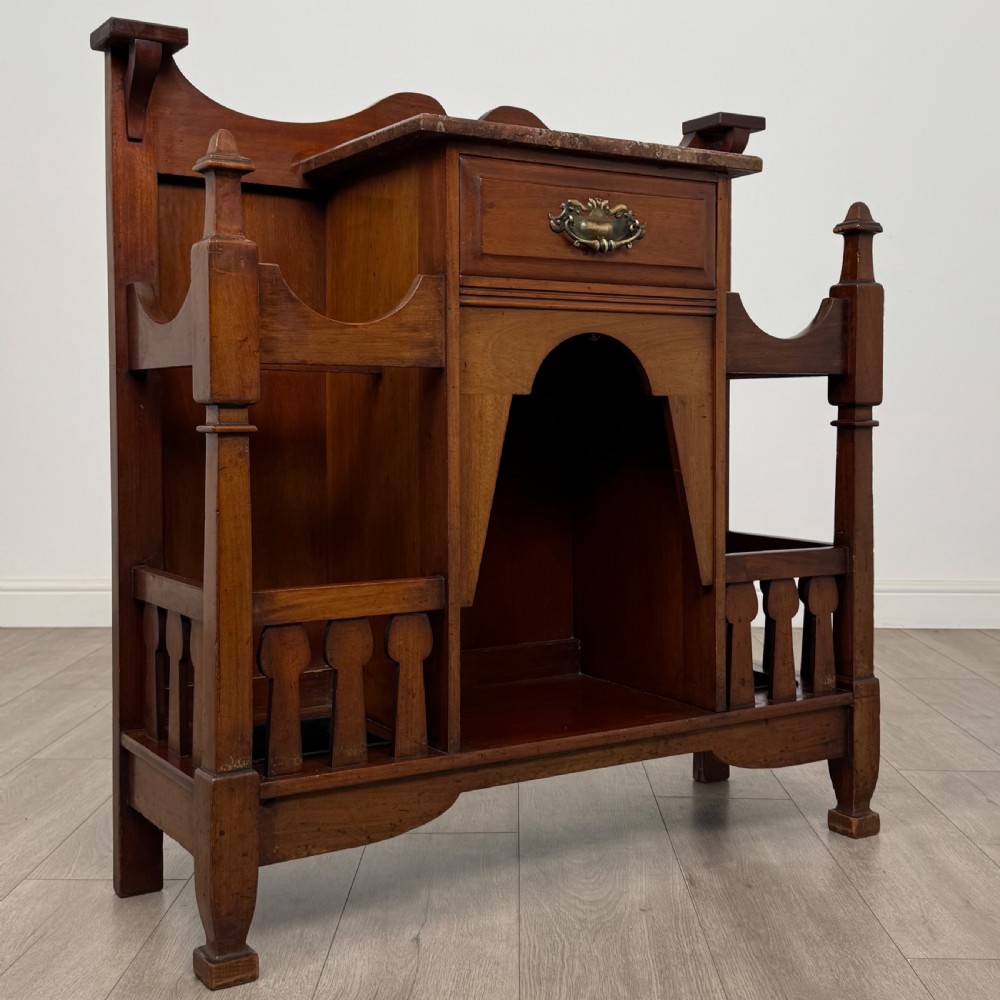 Antique 19th Century Arts & Crafts Hall Stand In Walnut View VIII