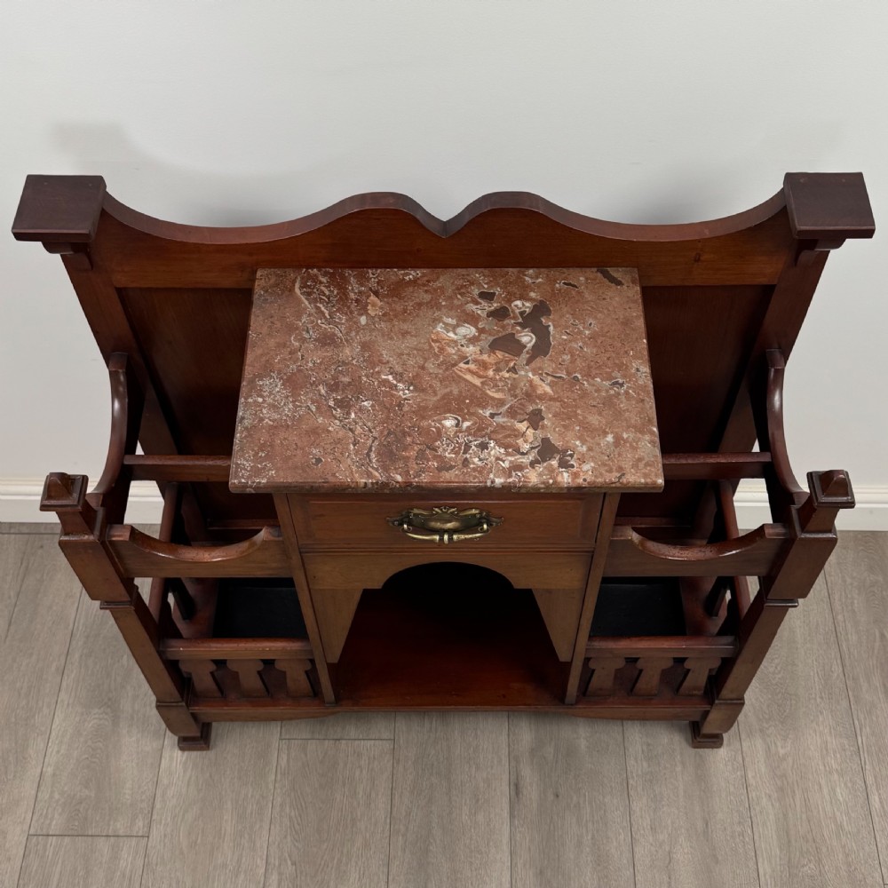 Antique 19th Century Arts & Crafts Hall Stand In Walnut View X