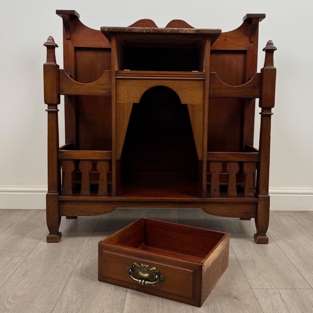 Antique 19th Century Arts & Crafts Hall Stand In Walnut View XI
