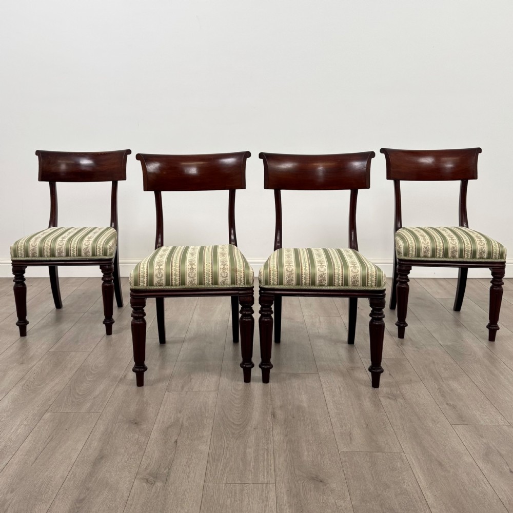 Antique 19th Century Regency Set Of 4 Mahogany Dining Chairs 