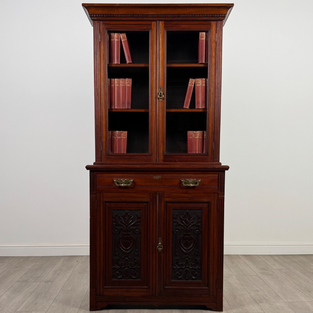 Antique 20th Century Good Quality Bookcase In Walnut