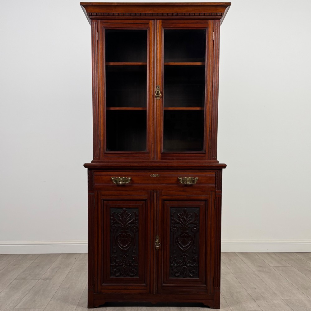 Antique 20th Century Good Quality Bookcase In Walnut View II