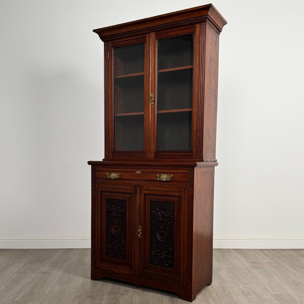Antique 20th Century Good Quality Bookcase In Walnut View IV