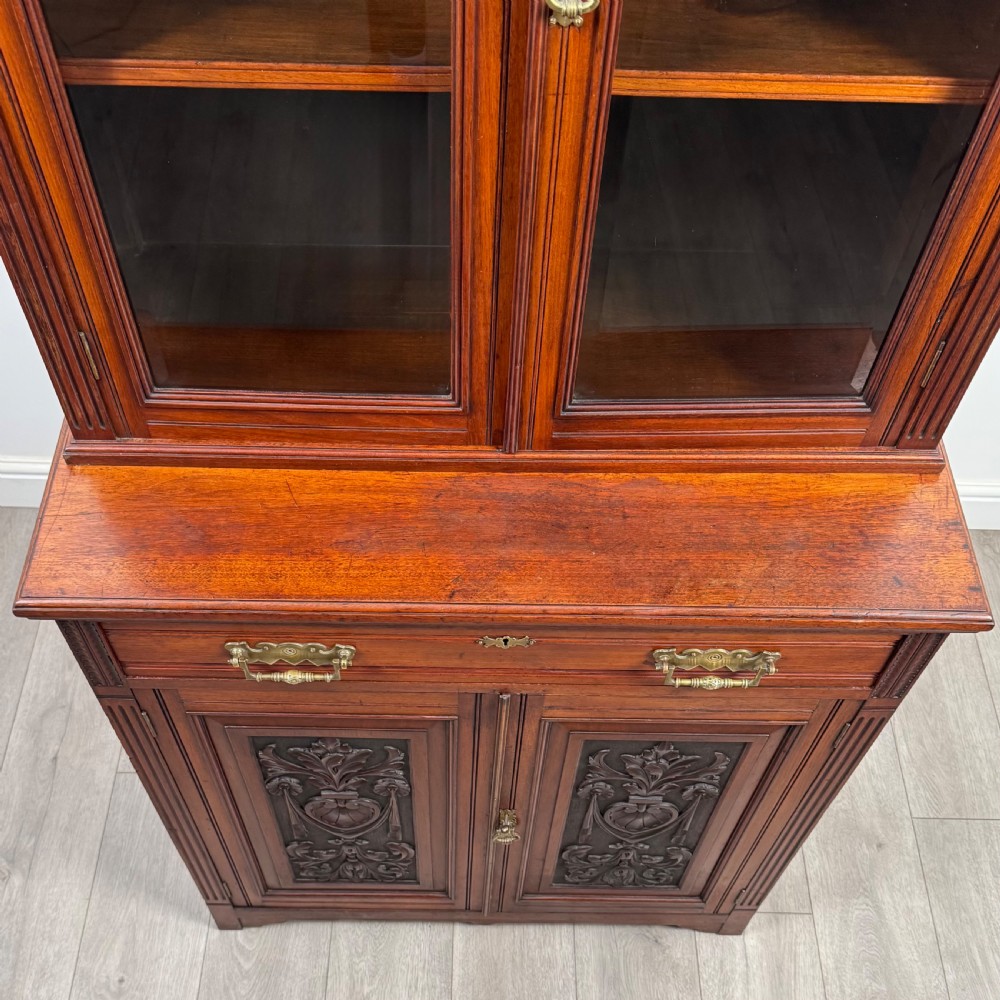 Antique 20th Century Good Quality Bookcase In Walnut View XI