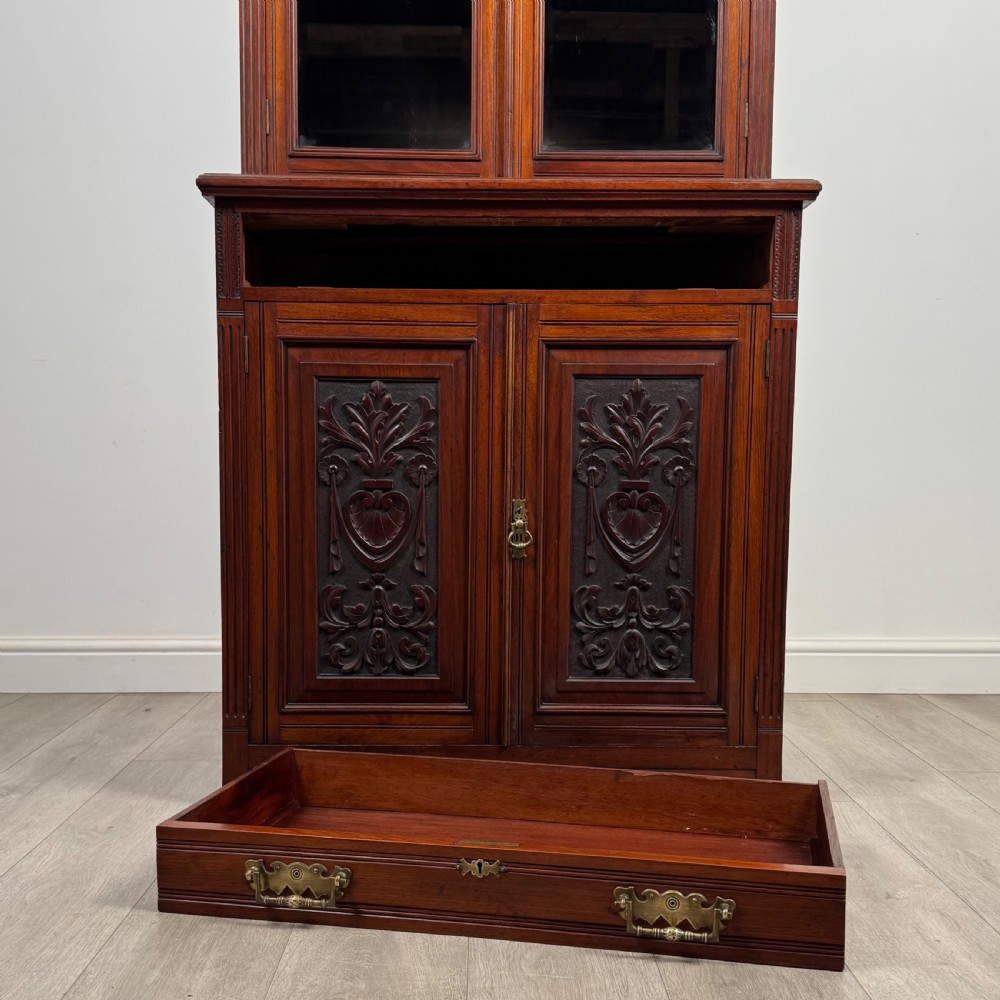 Antique 20th Century Good Quality Bookcase In Walnut View XII