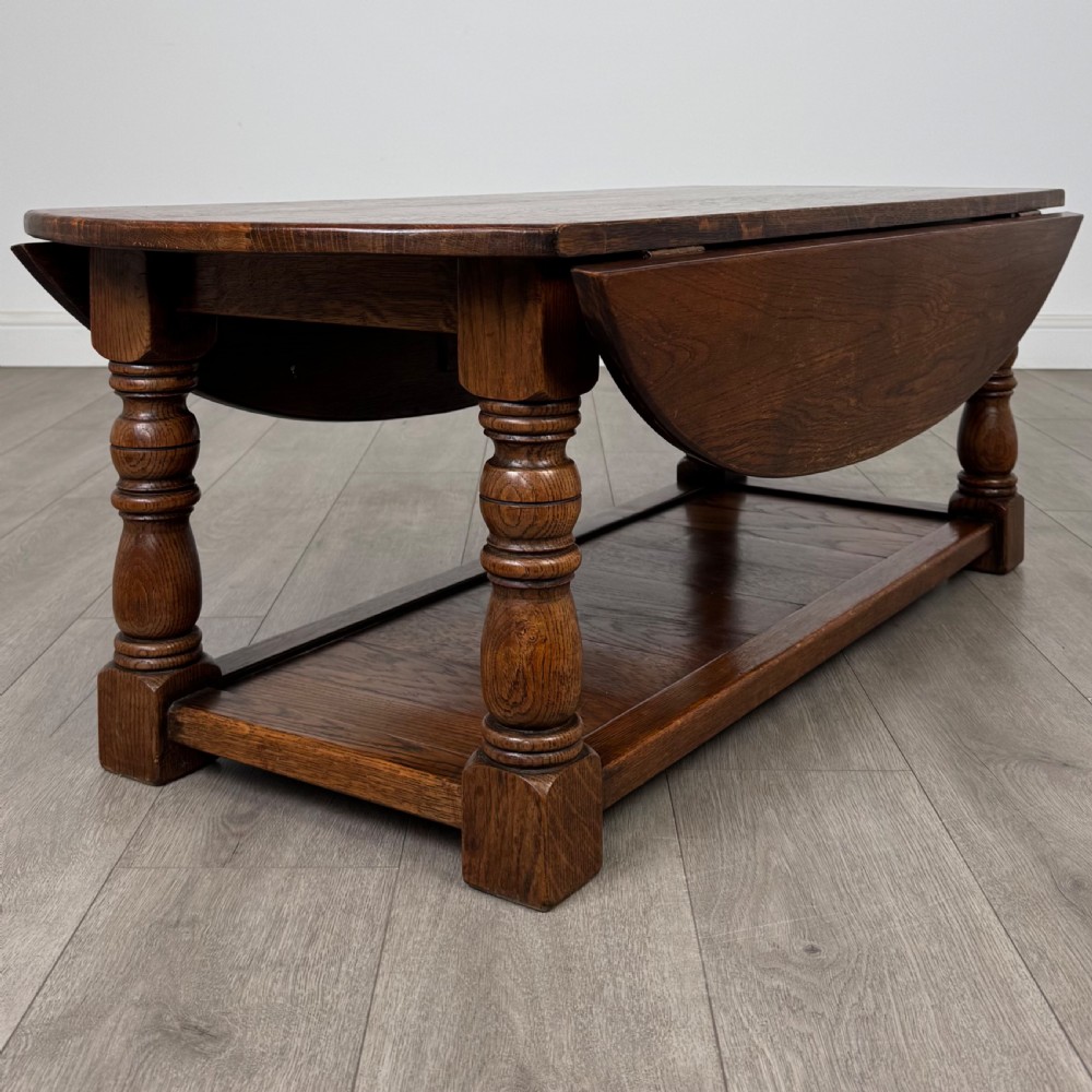 Antique 20th Century Good Quality Drop Leaf Coffee Table In Oak 