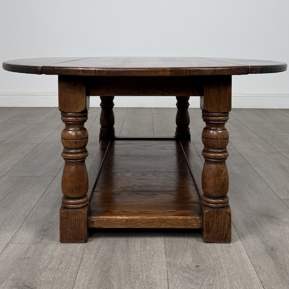 Antique 20th Century Good Quality Drop Leaf Coffee Table In Oak  View III