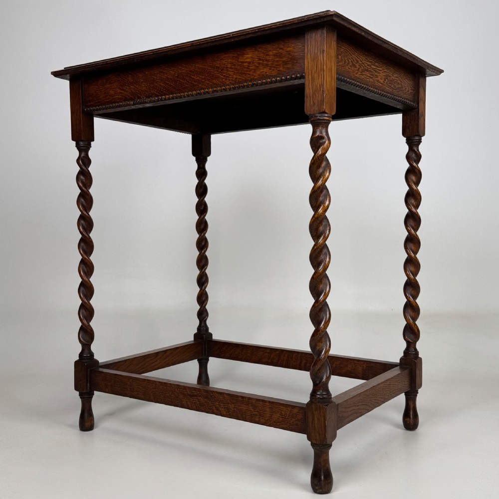 Antique 20th Century Barley Twist Side Table In Golden Oak View II