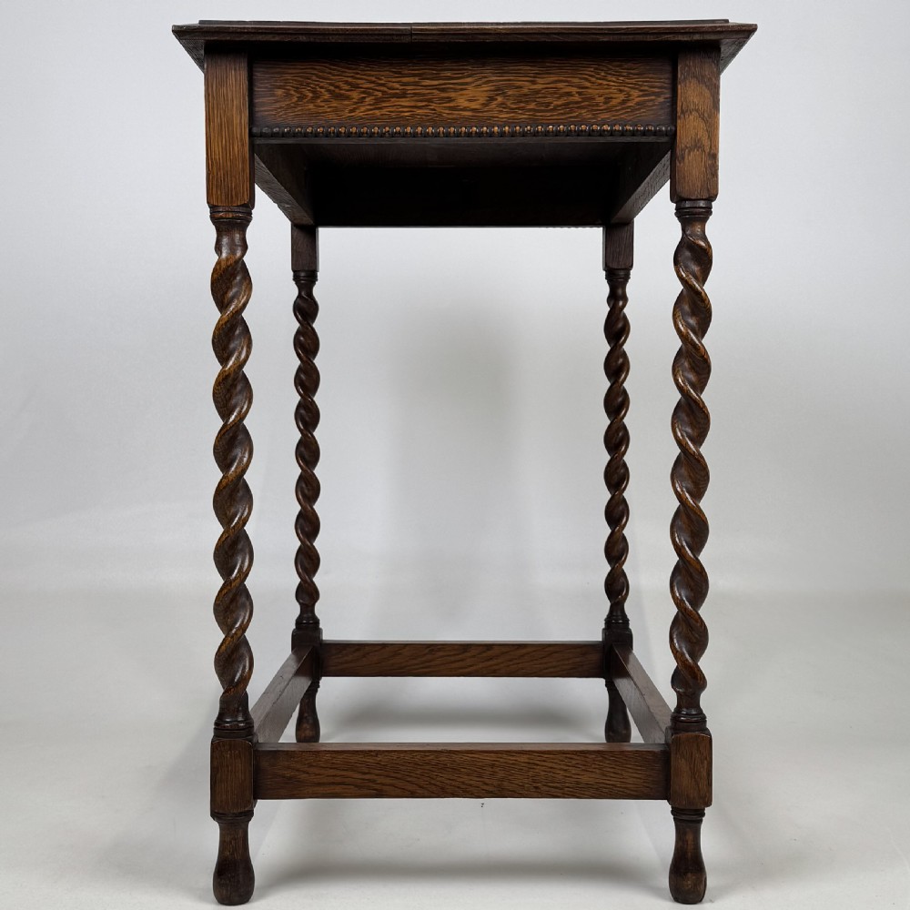Antique 20th Century Barley Twist Side Table In Golden Oak View III