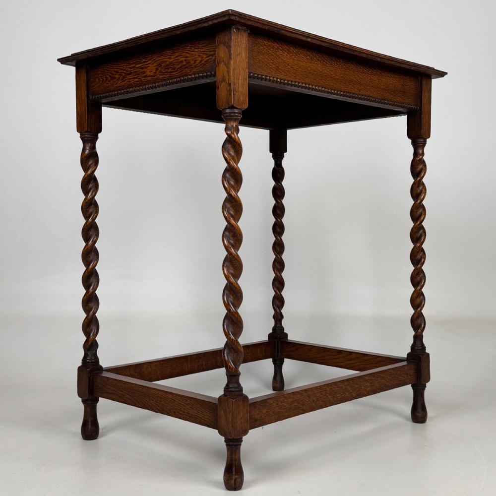 Antique 20th Century Barley Twist Side Table In Golden Oak View IV