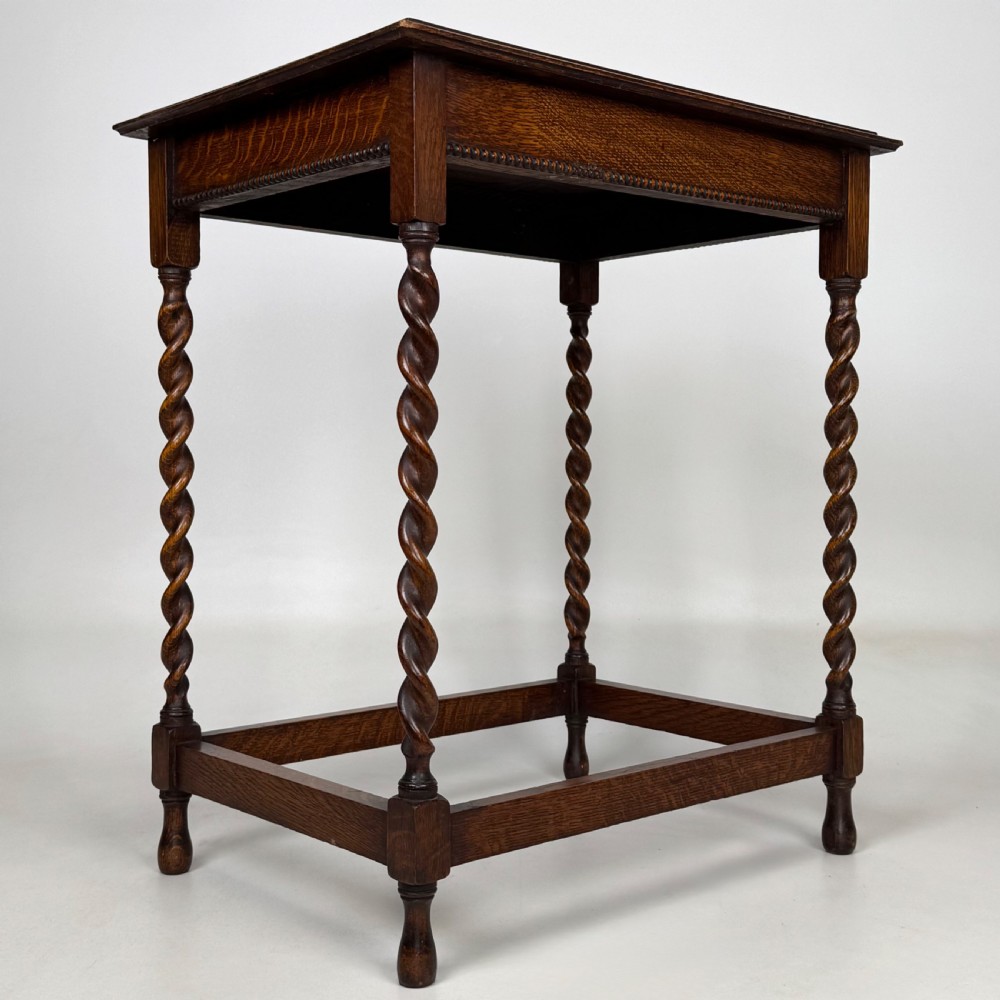 Antique 20th Century Barley Twist Side Table In Golden Oak View VIII