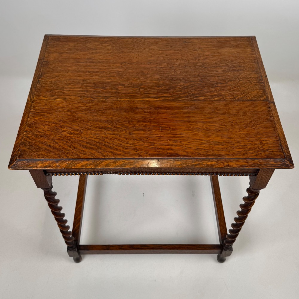 Antique 20th Century Barley Twist Side Table In Golden Oak View IX
