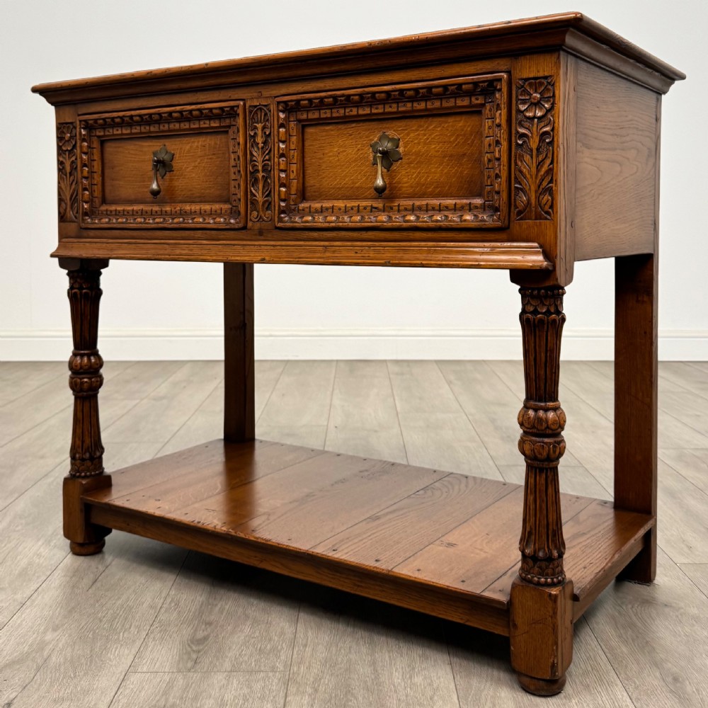 Antique 20th Century Small Fine Quality Dresser Base In Oak View II