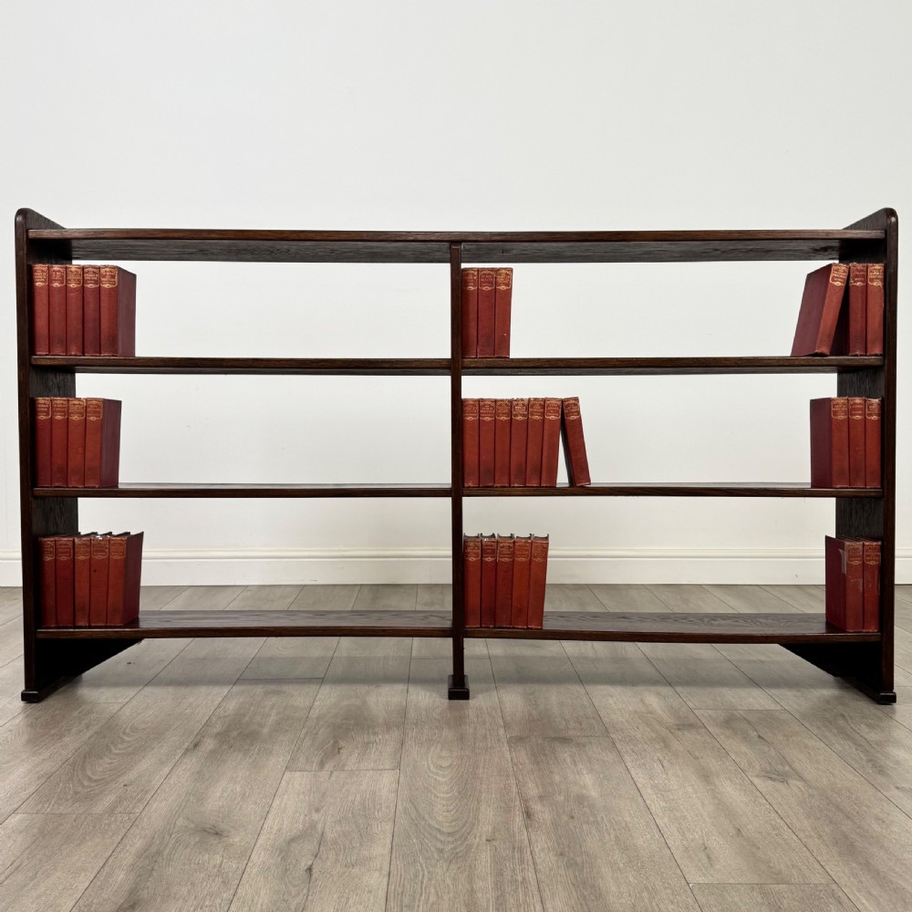 Antique 20th Century Fine Quality Large Open Bookcase In Oak
