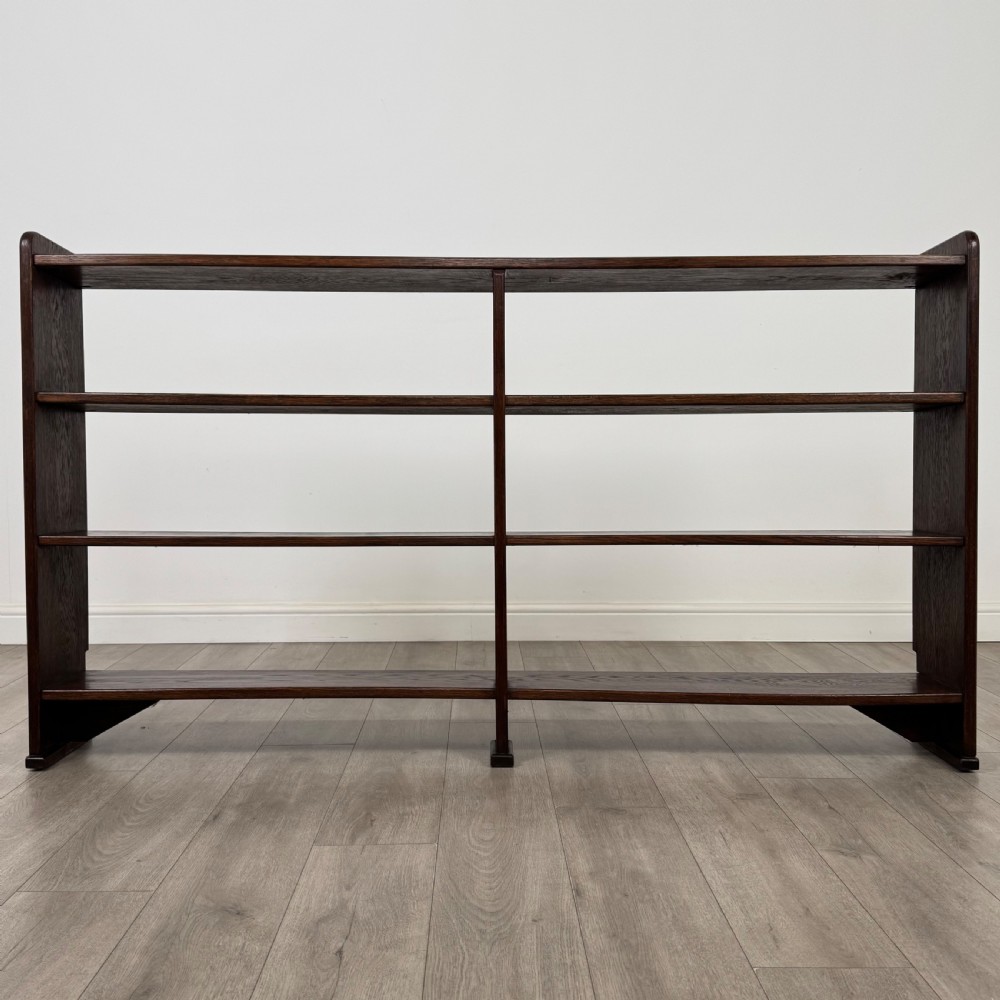 Antique 20th Century Fine Quality Large Open Bookcase In Oak View II