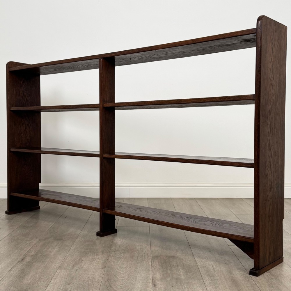 Antique 20th Century Fine Quality Large Open Bookcase In Oak View III