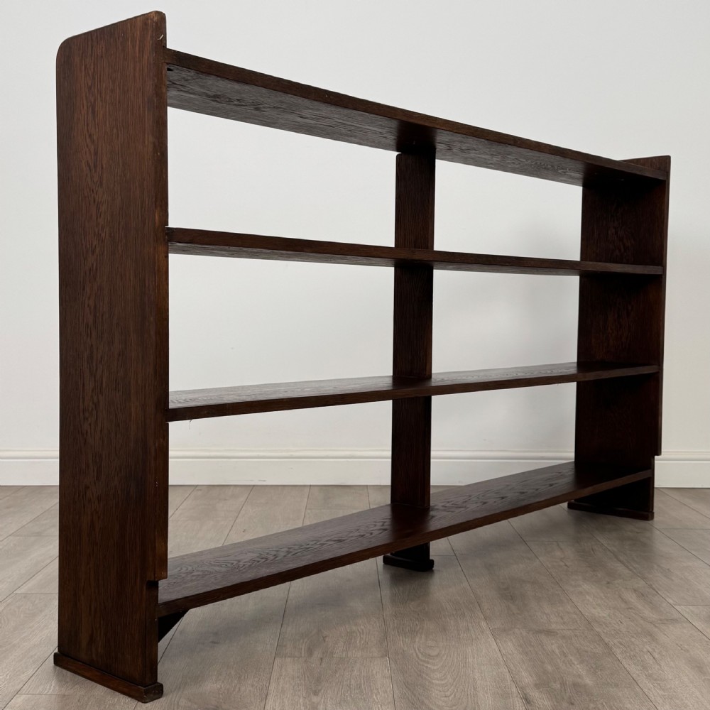 Antique 20th Century Fine Quality Large Open Bookcase In Oak View V