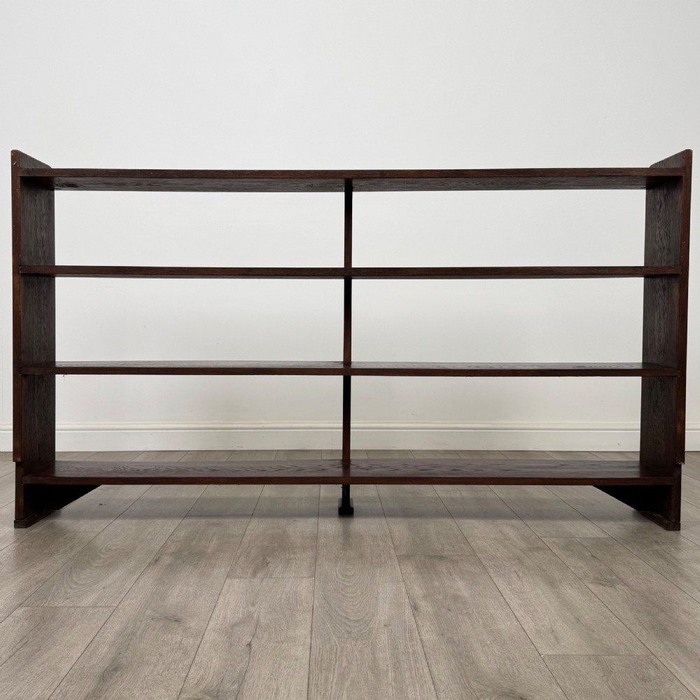 Antique 20th Century Fine Quality Large Open Bookcase In Oak View VI