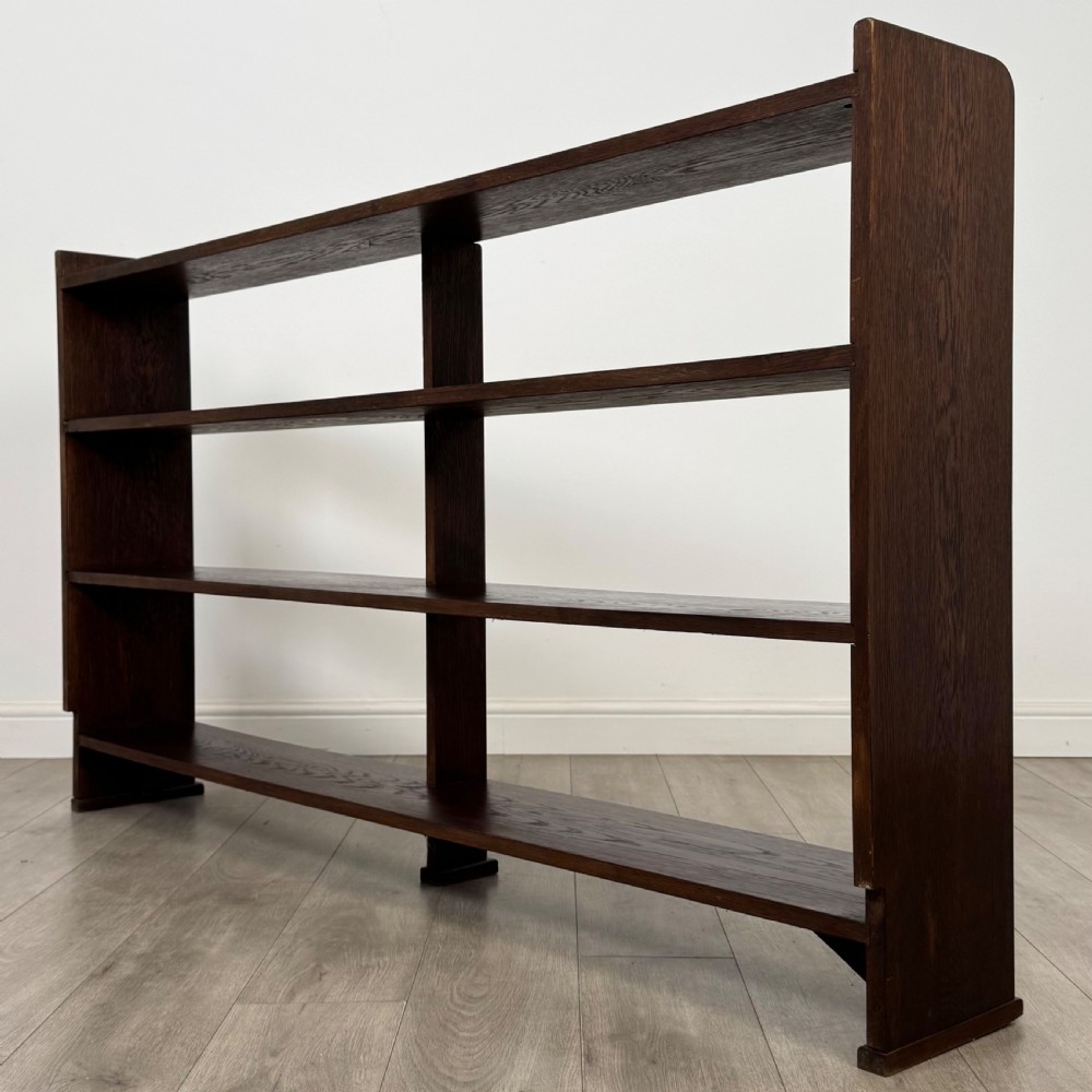 Antique 20th Century Fine Quality Large Open Bookcase In Oak View VII