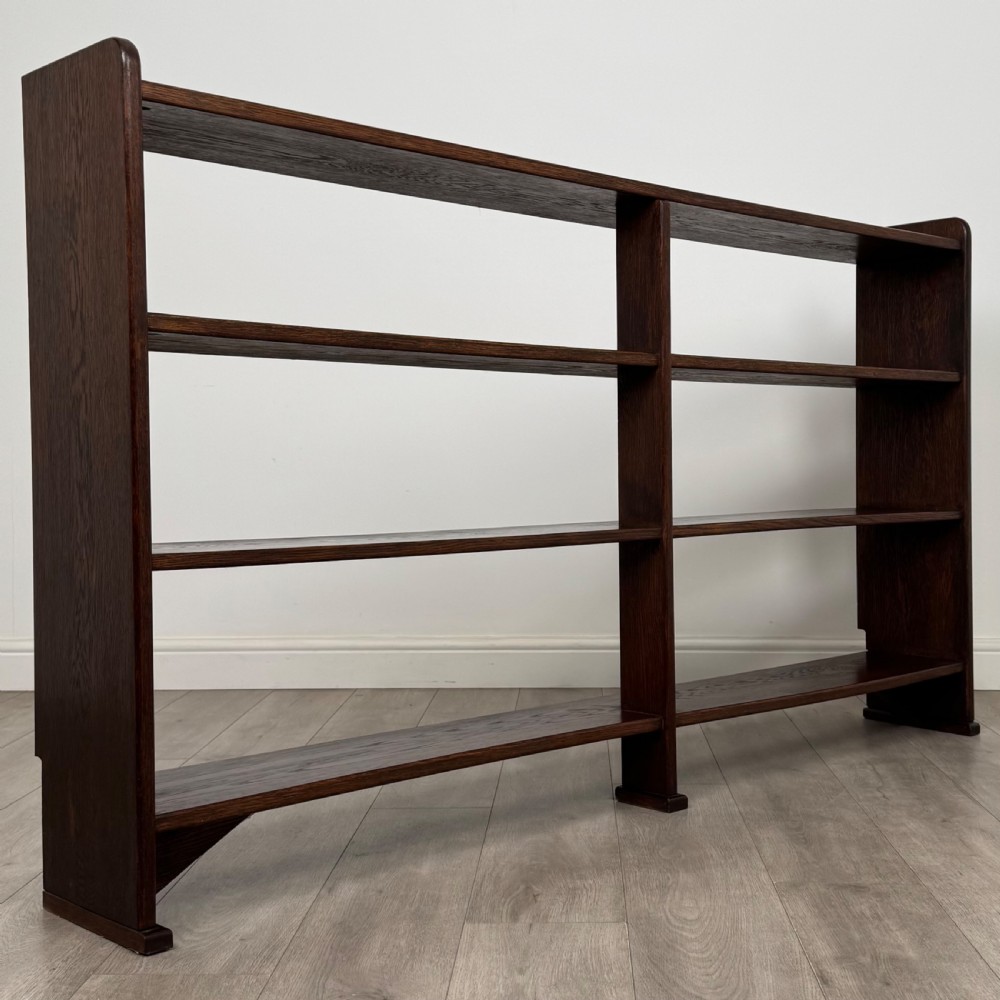 Antique 20th Century Fine Quality Large Open Bookcase In Oak View IX
