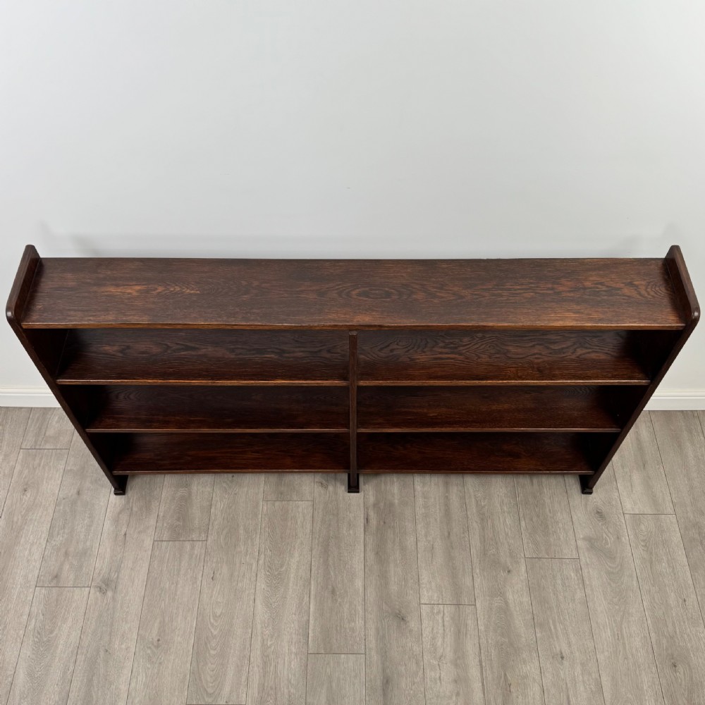 Antique 20th Century Fine Quality Large Open Bookcase In Oak View X