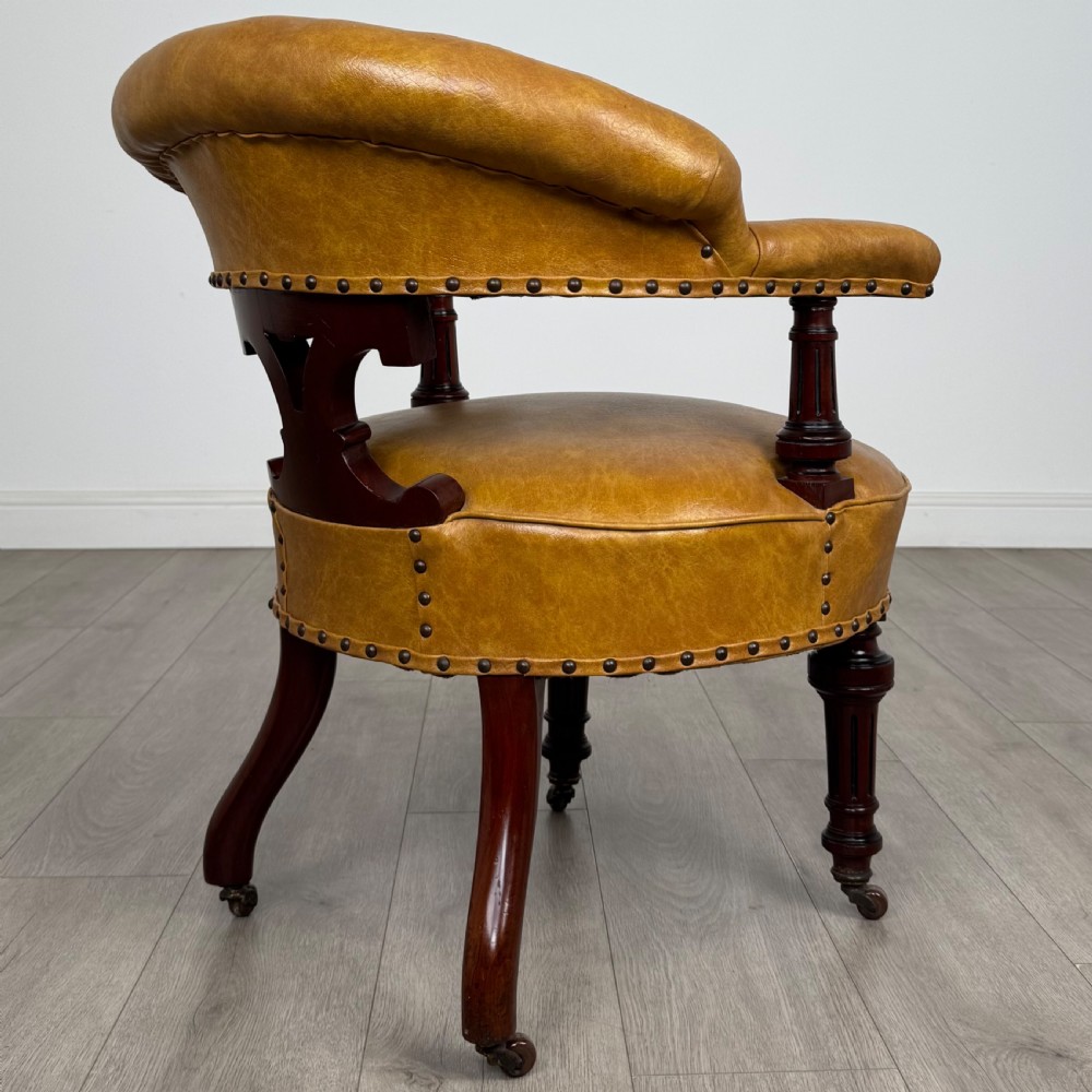 Antique 19th Century Fine Quality Captains Chair In Mahogany  View V