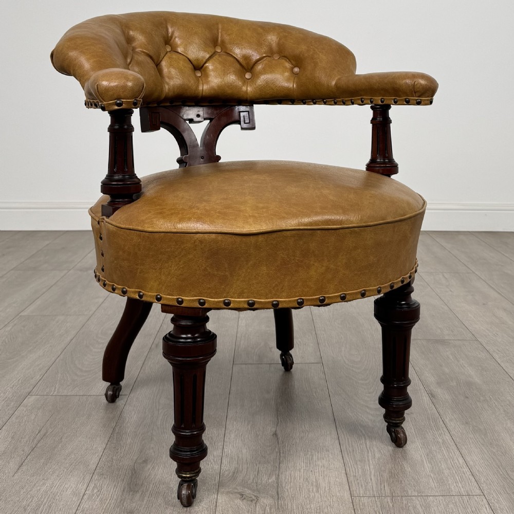 Antique 19th Century Fine Quality Captains Chair In Mahogany  View VII