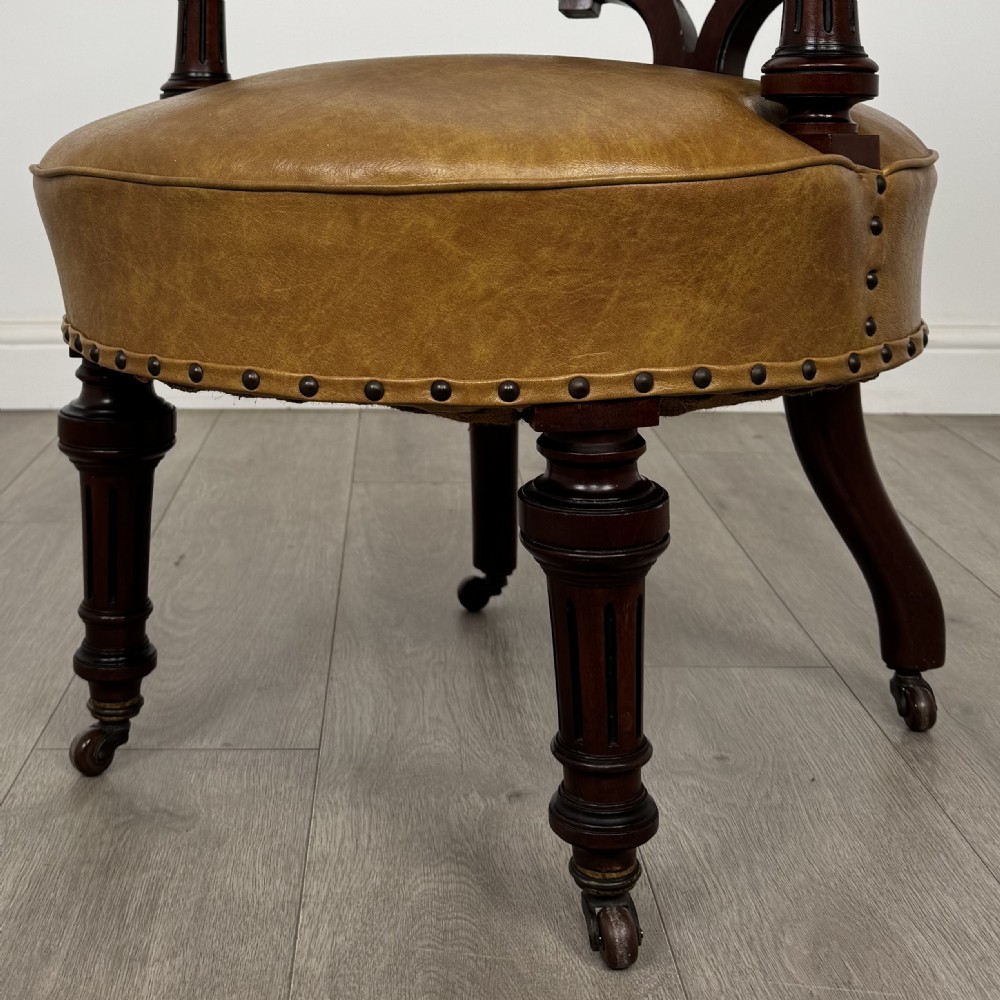 Antique 19th Century Fine Quality Captains Chair In Mahogany  View XI