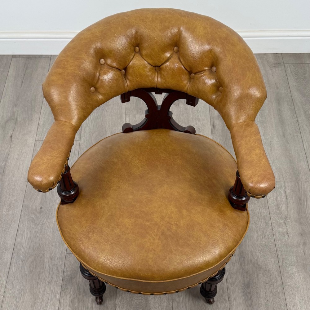 Antique 19th Century Fine Quality Captains Chair In Mahogany  View XIII