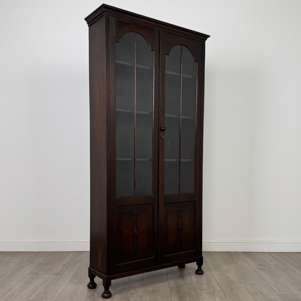 Antique 20th Century Large Glazed Display Cabinet In Oak  View V