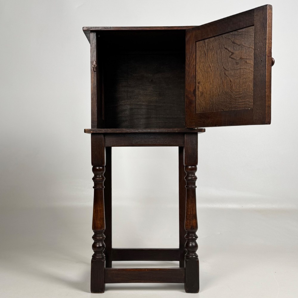  Antique 20th Century Small Carved Oak Cabinet View II