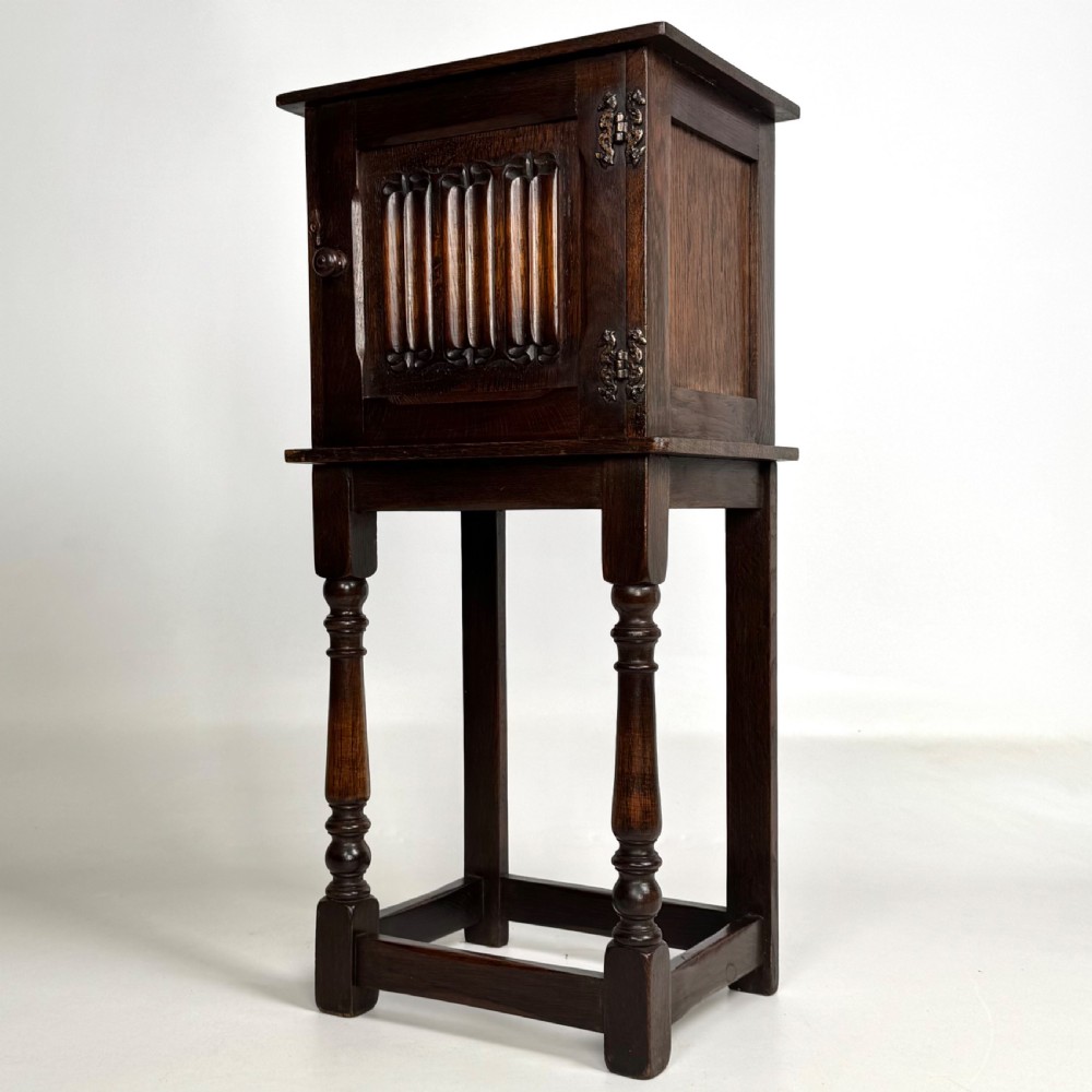  Antique 20th Century Small Carved Oak Cabinet View III