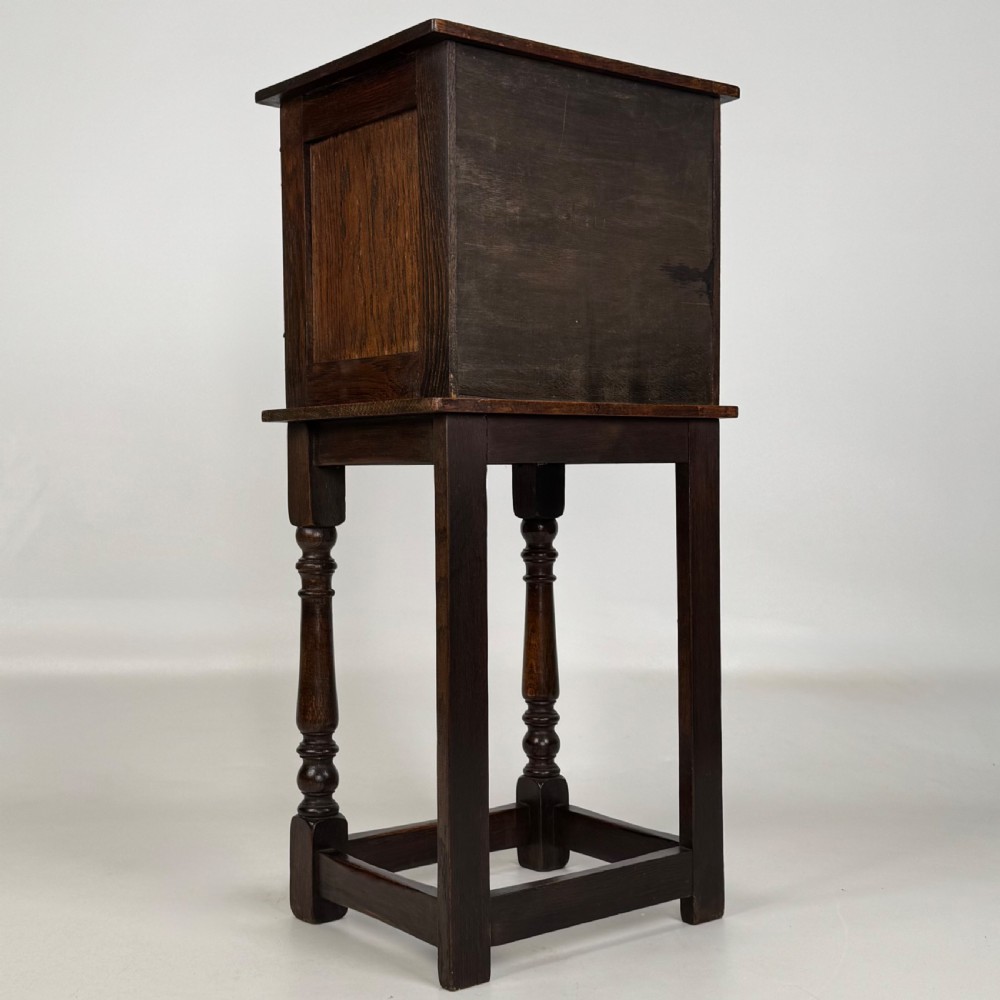  Antique 20th Century Small Carved Oak Cabinet View V