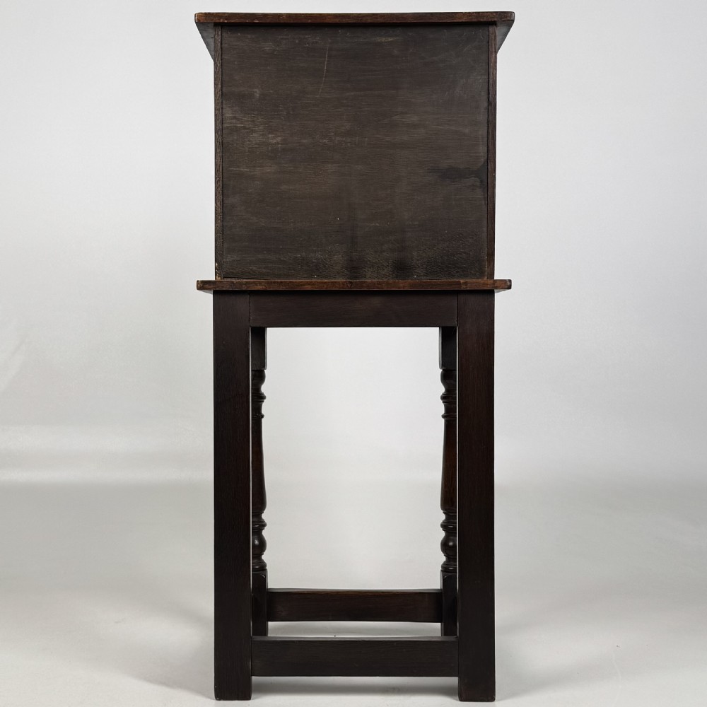  Antique 20th Century Small Carved Oak Cabinet View VI