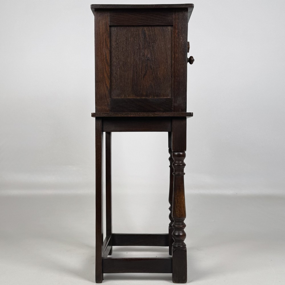  Antique 20th Century Small Carved Oak Cabinet View VIII