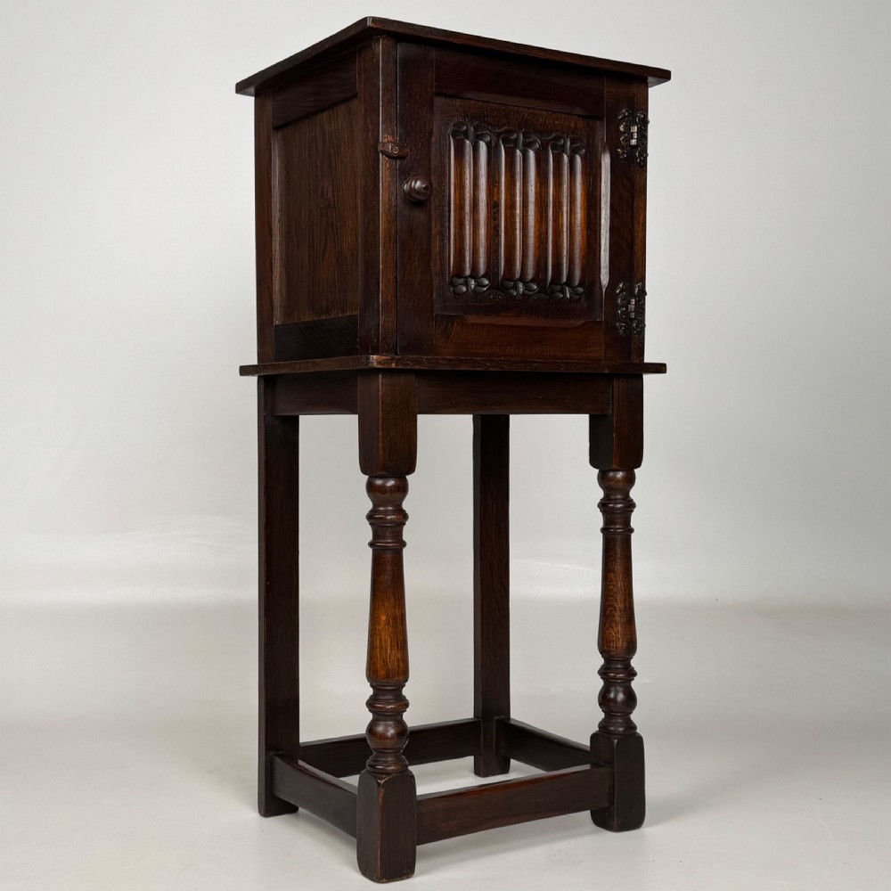  Antique 20th Century Small Carved Oak Cabinet View IX