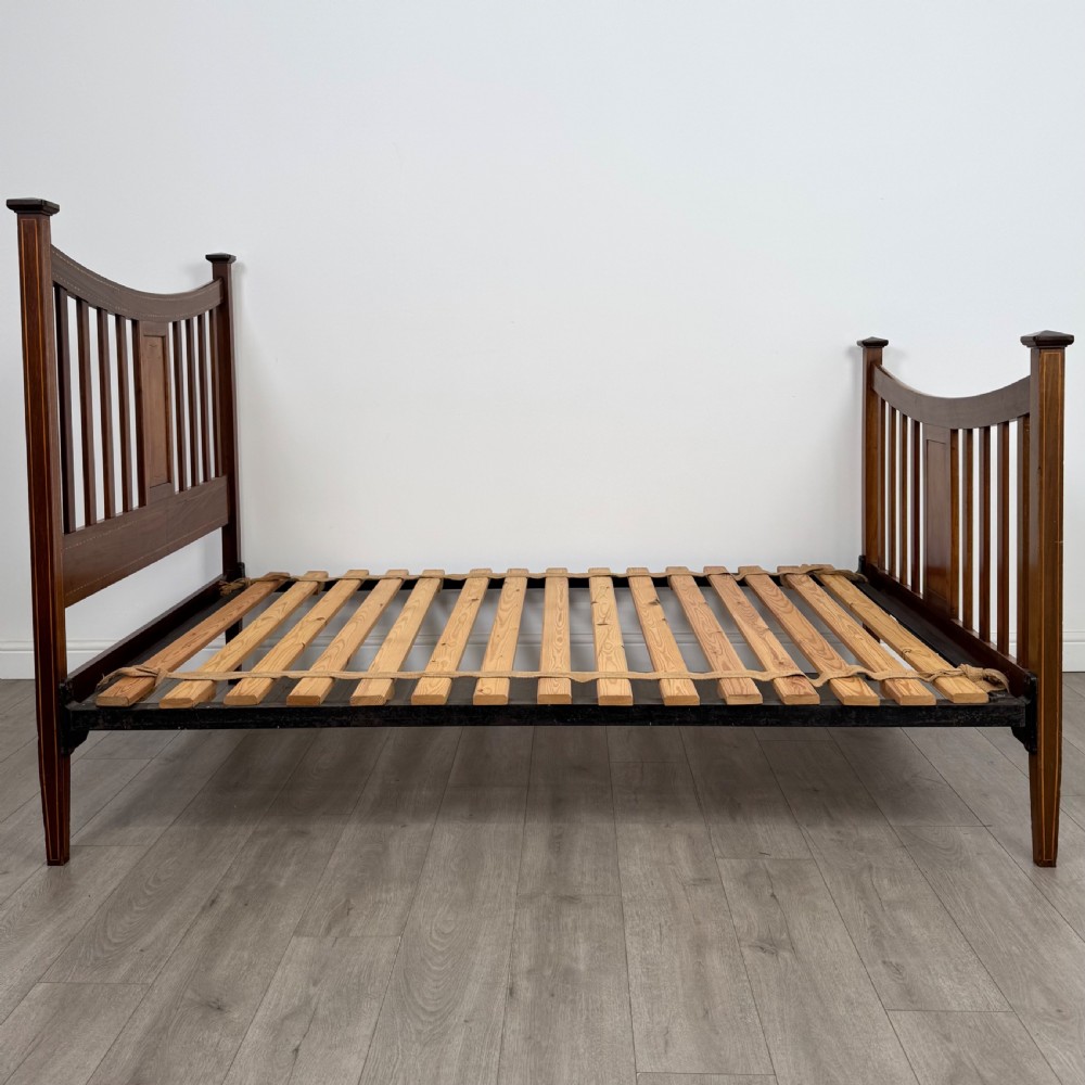 Antique 20th Century Inlaid Edwardian Double Bed In Mahogany  View III