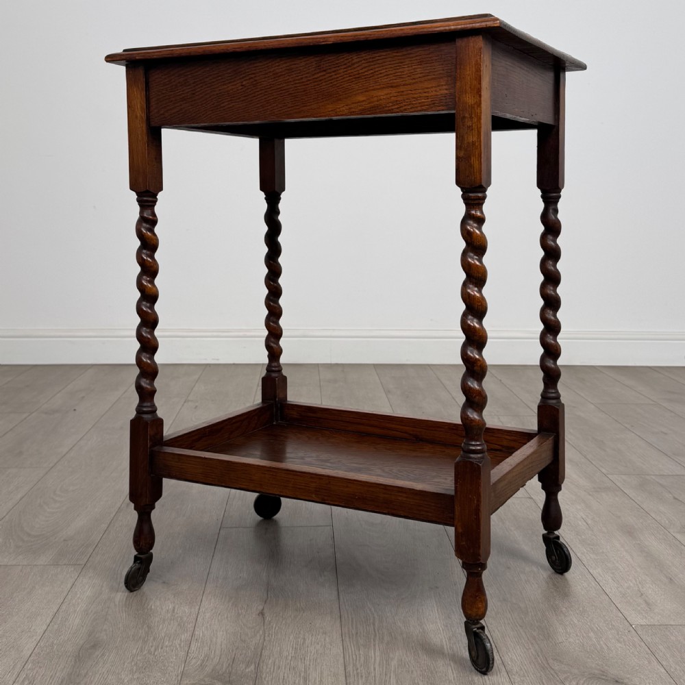  Antique 20th Century Barley Twist Side Table In Oak  View II