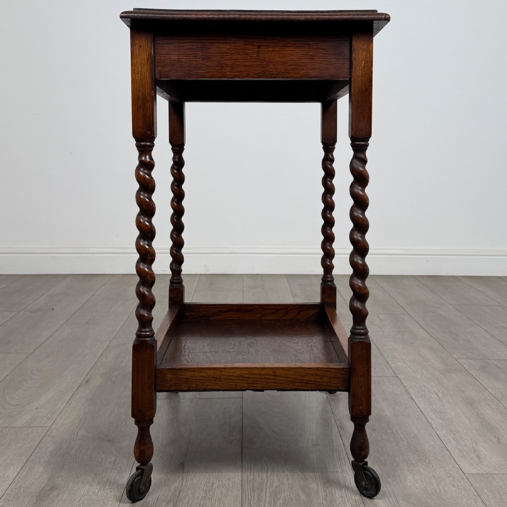  Antique 20th Century Barley Twist Side Table In Oak  View III