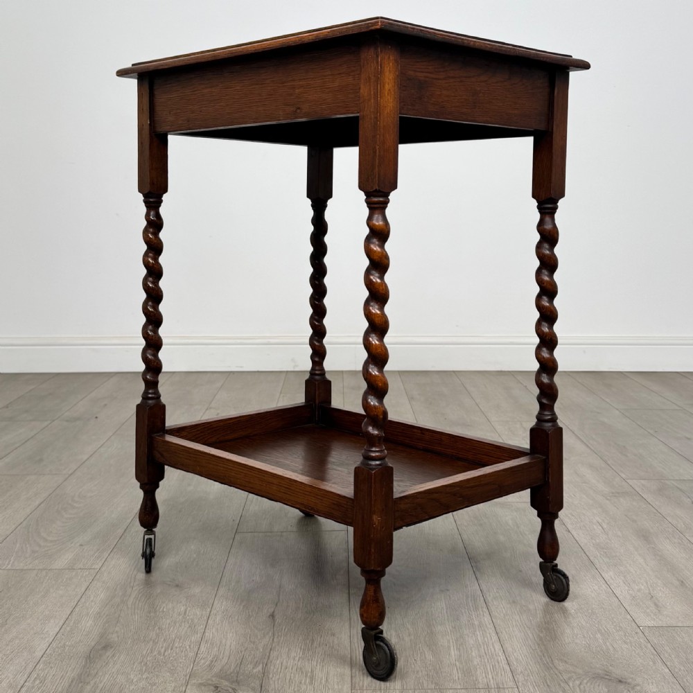  Antique 20th Century Barley Twist Side Table In Oak  View VI