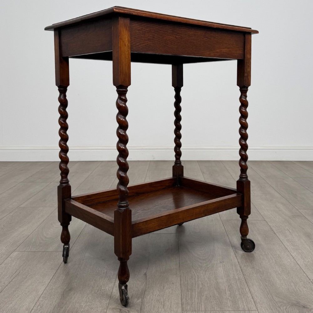  Antique 20th Century Barley Twist Side Table In Oak  View VIII