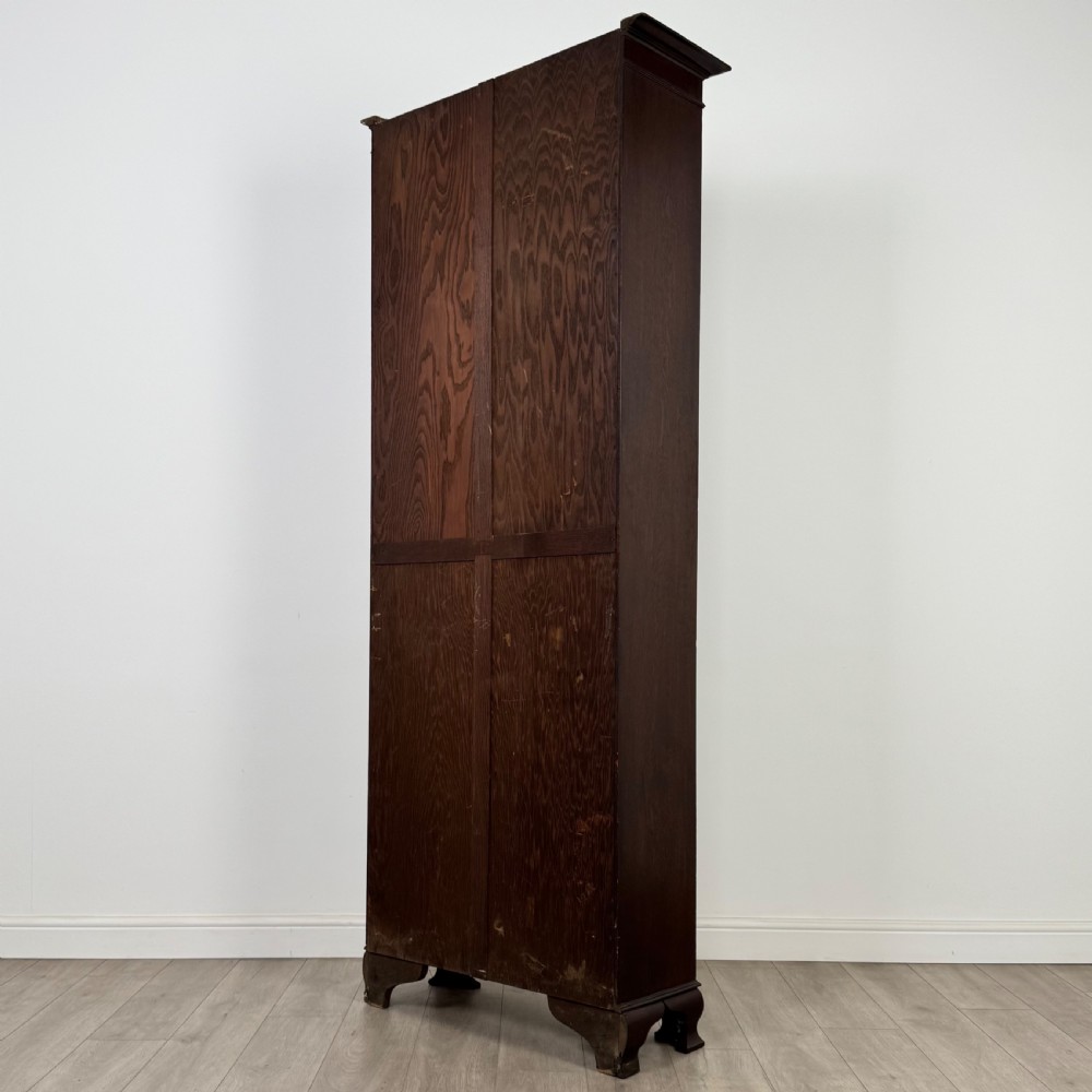 Antique 20th Century Good Quality Tall Display Cabinet In Oak View VIII