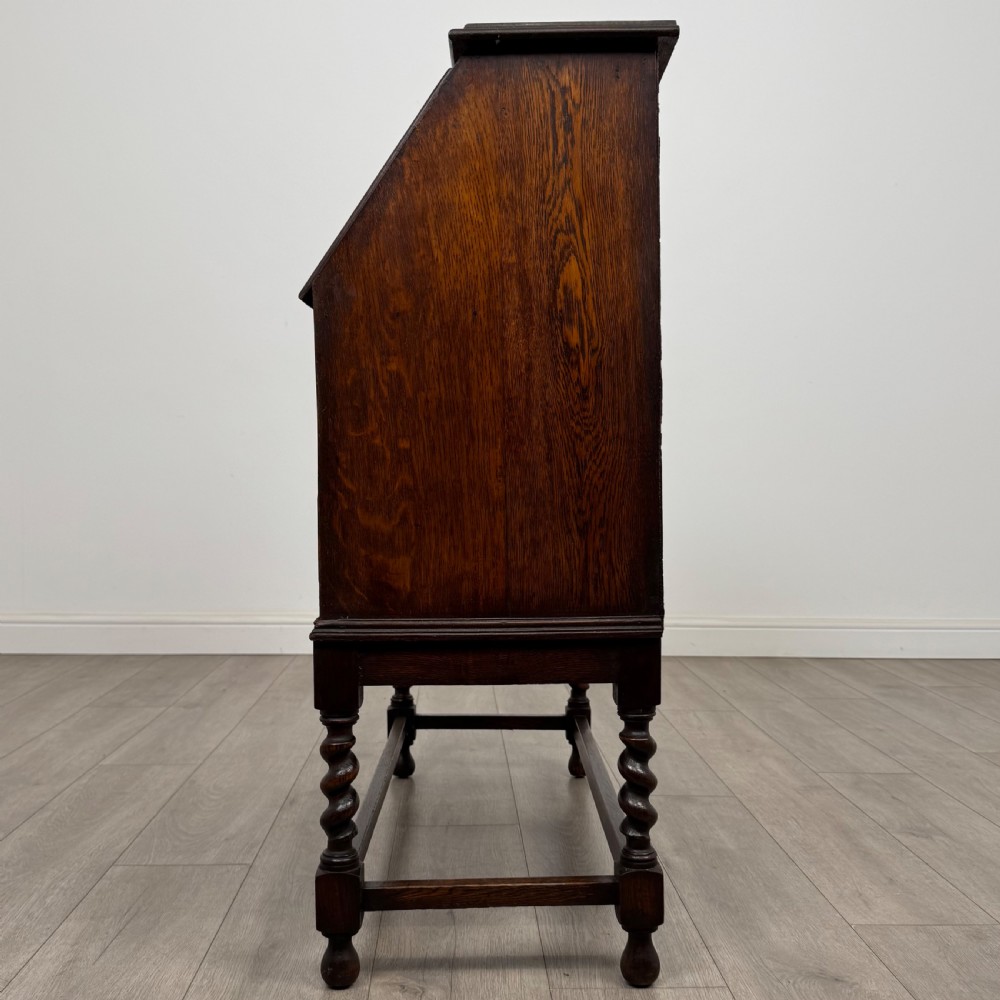  Antique 20th Century Edwardian Bureau In Oak View IV