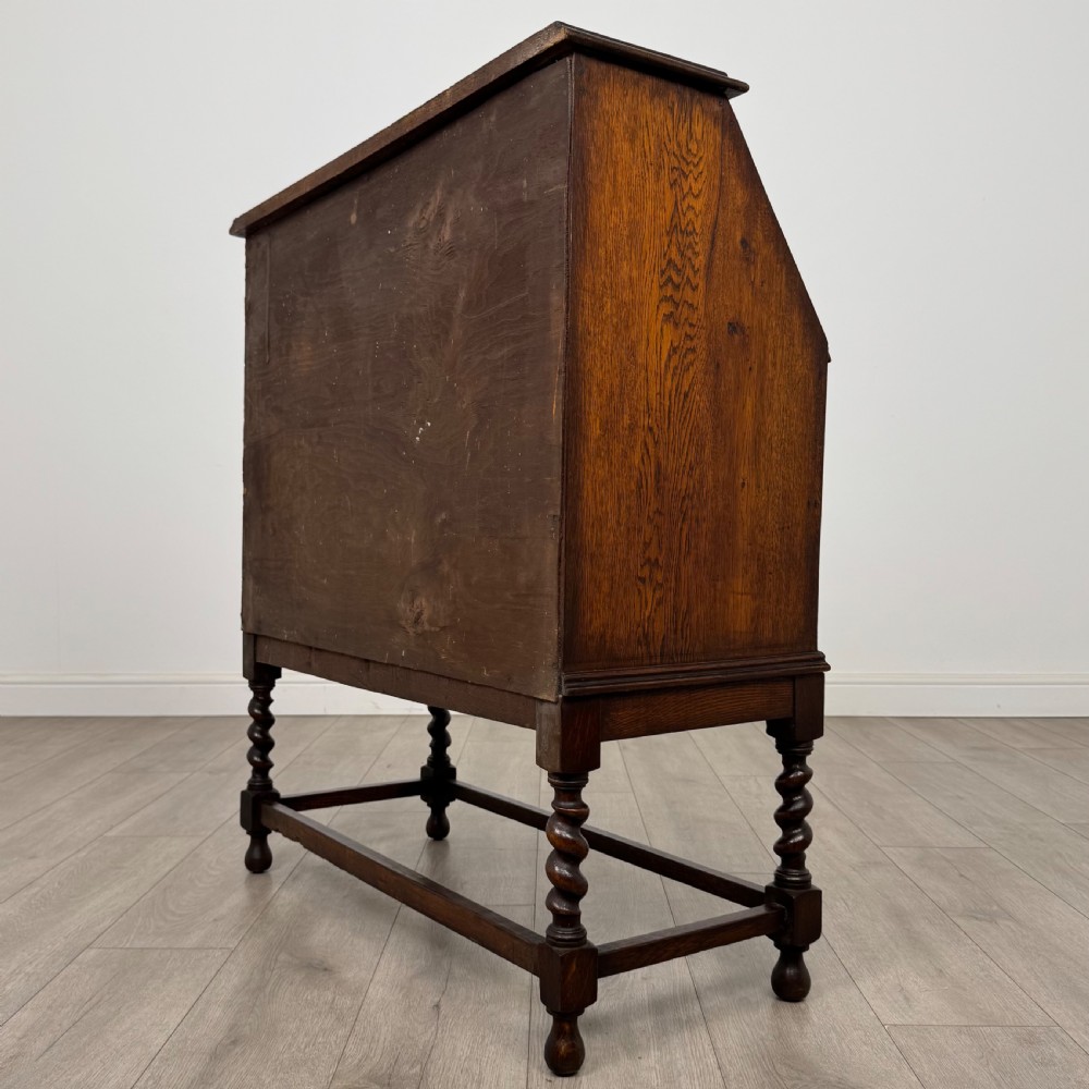  Antique 20th Century Edwardian Bureau In Oak View VII