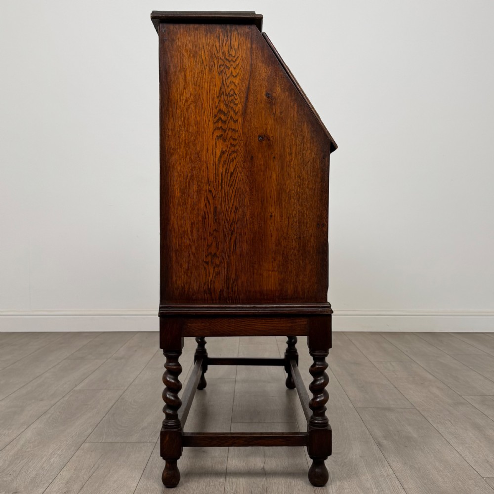  Antique 20th Century Edwardian Bureau In Oak View VIII